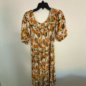 Alexia Admor Orange and Green Floral Midi Dress